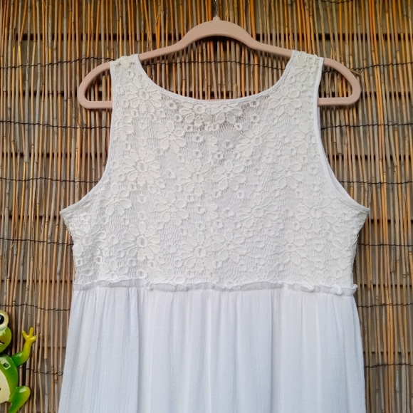 NY Collection White Lace Tiered Maxi Dress, L - Picture 6 of 7